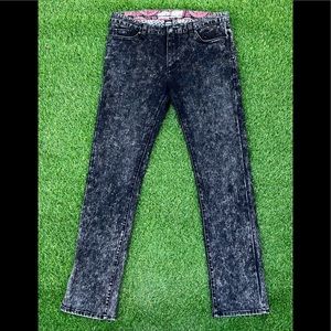 Vans Off The Wall Kiss Rock And Rollover Black Denim Skinny Jeans Sz 36 X 34